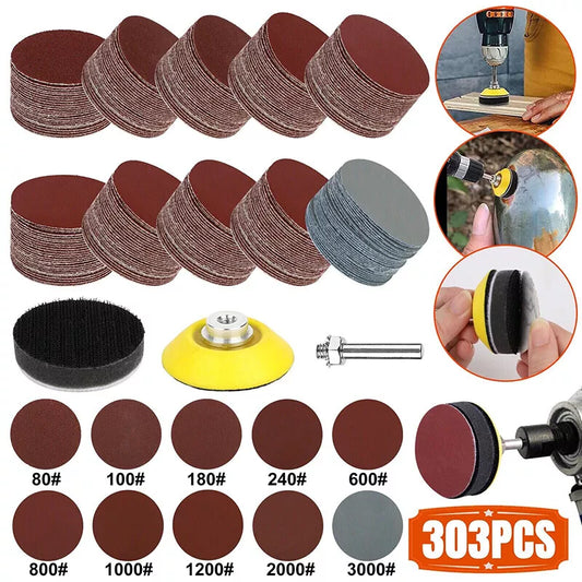 300PCS 2Inch Sanding Discs Pad Kit For Drill Grinder Rotary Tools + Backing Pad